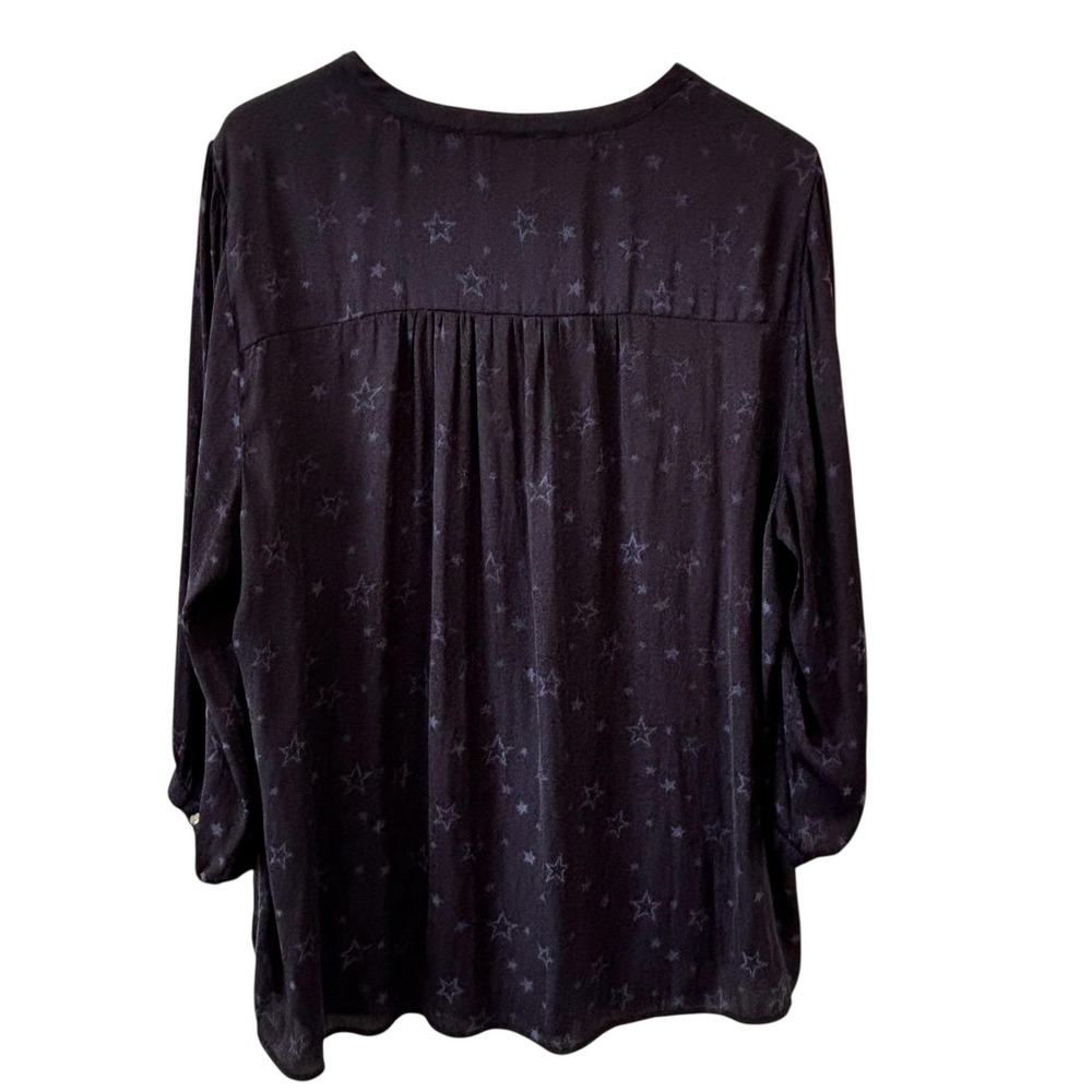Torrid Womens Star Tunic Top Womens 3X Tie Neck Boho Peasant Celestial Navy - Picture 3 of 7